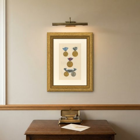 Bavarian Medals, Maximilian Joseph and Ludwig, Bravery Medal, Plate XIII, 1844, shown framed on a wall