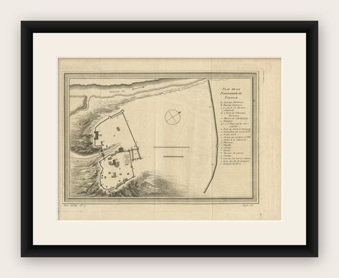 Antique Plan of the Fortress of Tobolsk by Bellin '1768', shown framed
