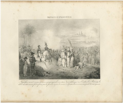 Battle of Aboukir, Napoleon in Egypt, Antique Madou Lithograph, 1827, view 2