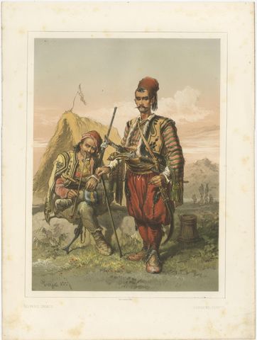 Antique Chromolithographed Print of Croatian Guards, ca.1860, view 2