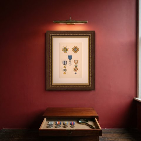 Orders of Spain, San Hermenegildo and Isabella the Catholic, Plate XXVII, 1844, shown framed on a wall