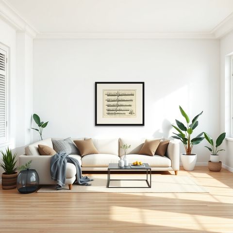 18th Century Engraving of Ornate French Cannons, circa 1770, shown framed in a room