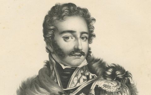 Heroic Portrait of Polish General J. Poniatowski, 1836 Lithograph, close-up 2