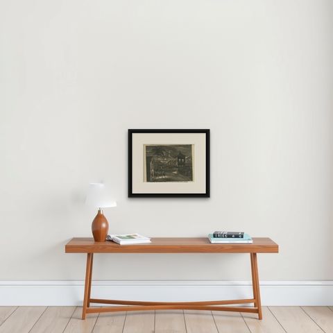 Antique Print of Dutch Guards and a Tiger by Valentijn, 1726, shown framed on a wall