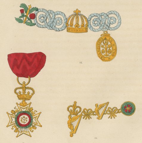 Great Britain, Order of the Bath Insignia, Plate XXXIV, Wood Engraving, 1844, close-up 2