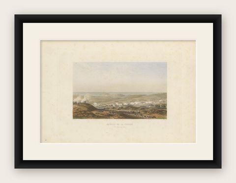 Antique Print of the Battle of Corunna, circa 1860, shown framed