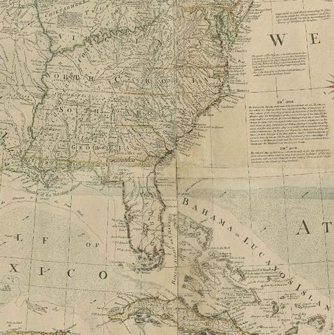 Rare Antique Wall-Map of North America: French and Indian War Boundaries, 1793, close-up 4