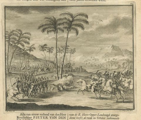 Antique Print of a Battle in the Mughal Empire by Valentijn, 1726, view 3