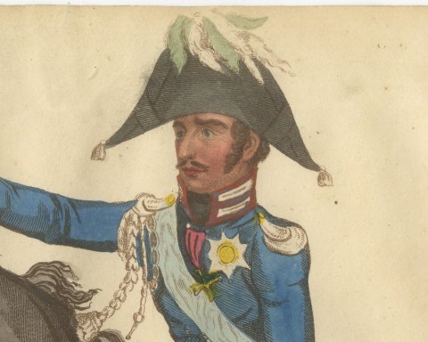 King Frederick William III Pointing from a Rearing Black Horse, 1815, close-up 1