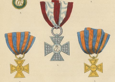 Orders of Lucca, Military Merit Cross and Service Crosses, Plate XLVII, 1844, close-up 2