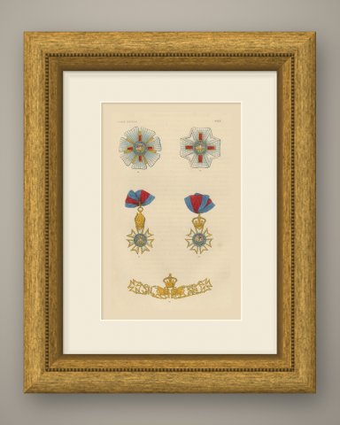 Great Britain, St Michael and St George Order, Plate XXXV, Wood Engraving, 1844, shown framed