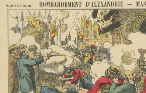 Egypt Crisis Battle Scene, Bombardment of Alexandria, Épinal, 1882, close-up 2