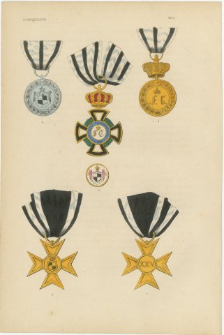 Hohenzollern, Princely House Order Insignia, Plate XLV, Wood Engraving, 1844, view 2