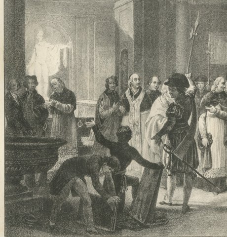 Treaty of Tolentino, the Pope's Masterpieces, Antique Madou Lithograph, 1827, close-up 1