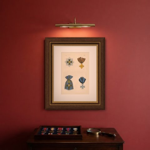 Orders of Russia, Virtuti Militari Insignia and Izmail Cross, Plate LXVIII, 1844, shown framed on a wall