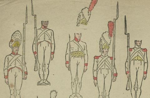 French Revolutionary Infantry, Uniforms, Drummers and Standards, c.1795, close-up 2