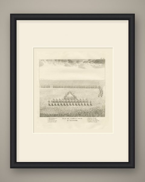Naval Battle of Ecnomus, First Punic War Fleet Plan, Rollin Atlas, 1818, shown framed