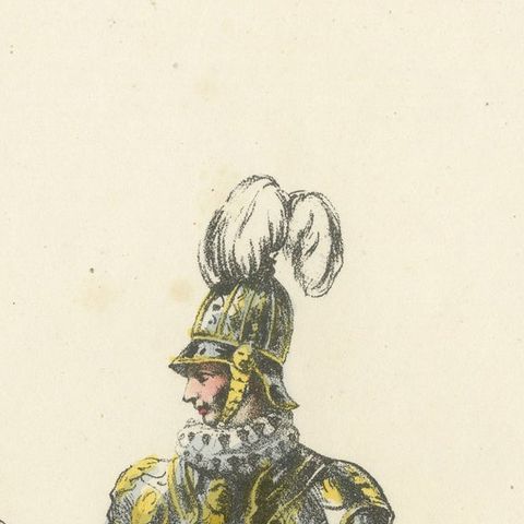 Commanding Tradition: Handcolored Print of the Swiss Guard General, 1862, close-up 1