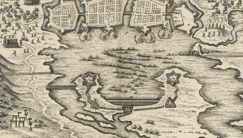 Siege of Wolfenbüttel, 1627, Merian Theatrum Europaeum Engraving, c.1635, close-up 1