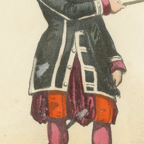 Distinguished Duty: Handcolored Print of a Swiss Guard Sergeant, 1862, close-up 2