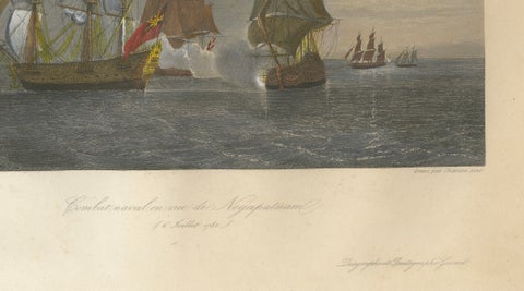 French-British Naval Battle of Negapatam, India, c.1840, close-up 3