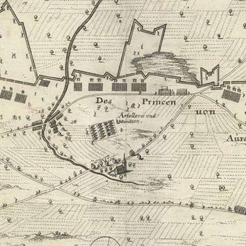 Antique Map of The Siege of Gennep, the Netherlands, c.1650, close-up 1