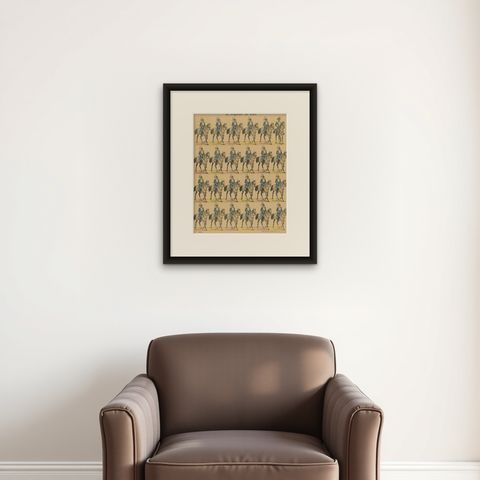 Swedish Life Guards on Horseback, Royal Cavalry Uniforms, c.1860, shown framed on a wall