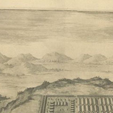Antique Print of Caesar's Camp, A Roman Battle Print, c.1753, close-up 1