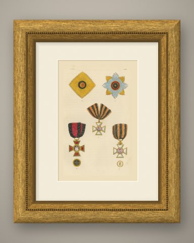Orders of Russia, Saint Vladimir and Saint George Insignia, Plate LXVI, 1844, shown framed
