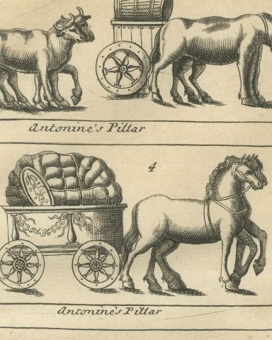 Roman Ox Carts and Baggage Wagons from the Columns, 1722, close-up 2