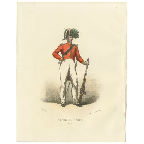 Resolute Protector: Handcolored Print of a Senate Guard, Plate 35, 1862