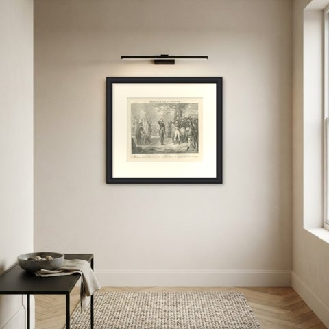 Battle of Saint George, Marmont and the Colors, Antique Madou Lithograph, 1827, shown framed on a wall