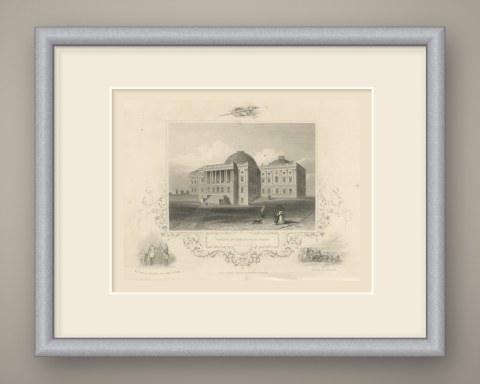 Capitol West Front, Washington, with Battle of Trenton Vignette, circa 1850, shown framed