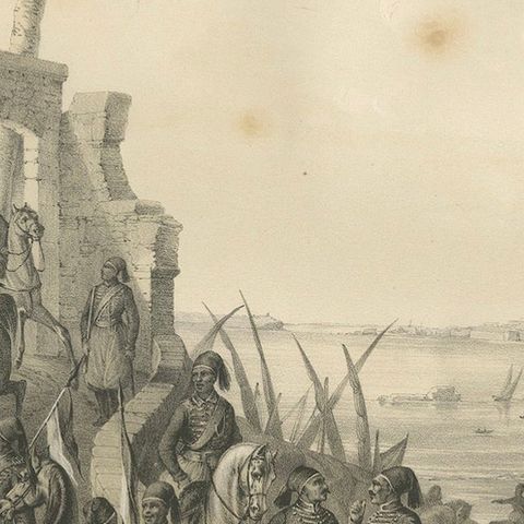 Antique Egyptian Regular Cavalry on the Nile from Maximilian in Bavaria, 1846, close-up 4