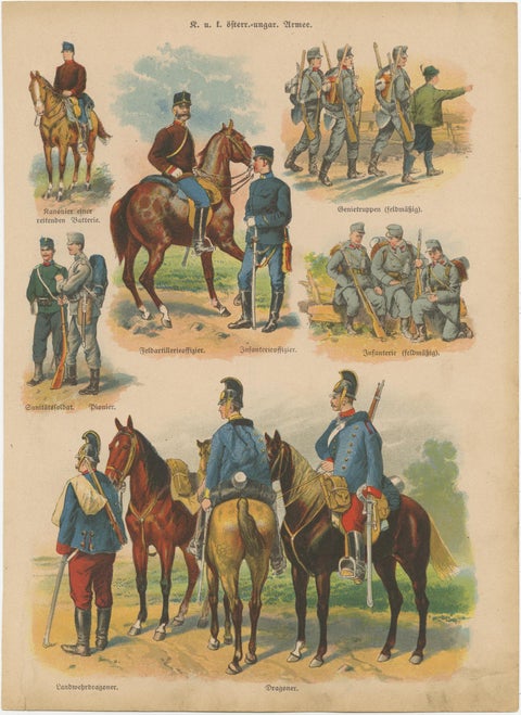 Set of 10 Antique Military Costume Prints, view 4