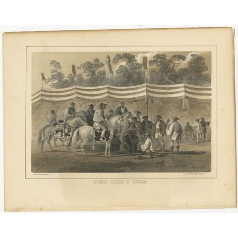 Antique Print of Japanese Soldiers in Yokohama, Japan, 1856, view 2