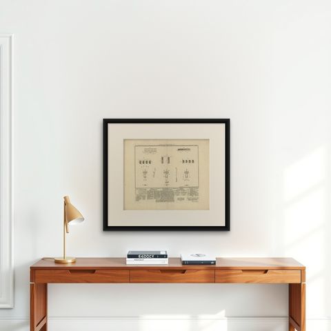 Antique Military Print of Infantry Warfare and Infantry Training, 1773, shown framed on a wall