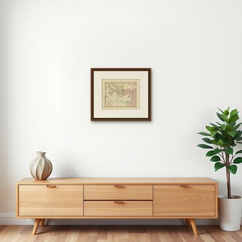 Antique Trojan War Map, Bellum Trojanum Mediterranean, Wilkinson 1815, shown framed on a wall