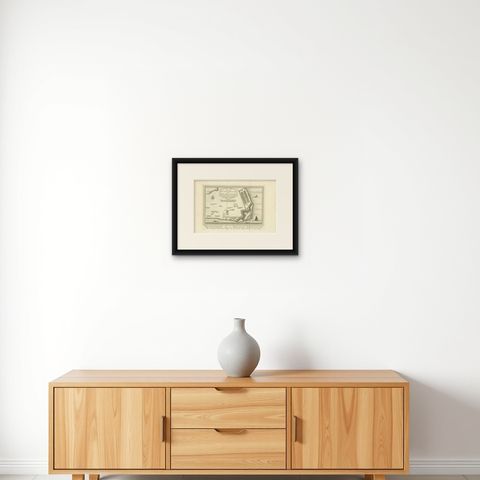 Antique Print of the Kodungallur Fortress by Van Schley, 1755, shown framed on a wall