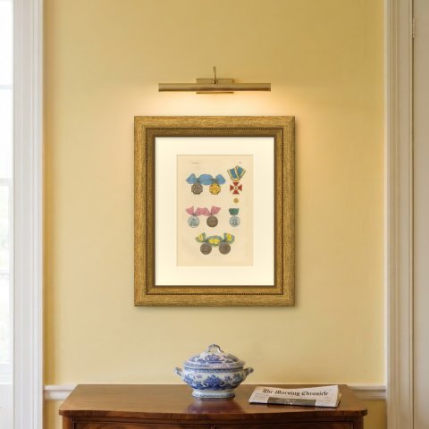 Brunswick Medals, Waterloo, Peninsula and Crosses of 1809, Plate XVIII, 1844, shown framed on a wall