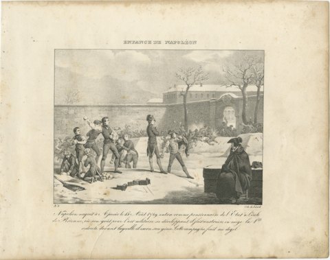 Napoleon's Snow Fort at Brienne, Antique Madou Lithograph, 1827, view 2