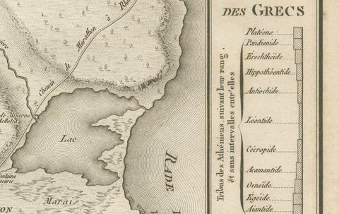 Antique Plan of the Battle of Marathon by Ambroise Tardieu, 1825, close-up 1