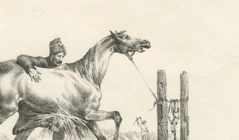Antique Arabian Horse & Cavalry Lithograph after Carle Vernet, c.1825, close-up 5