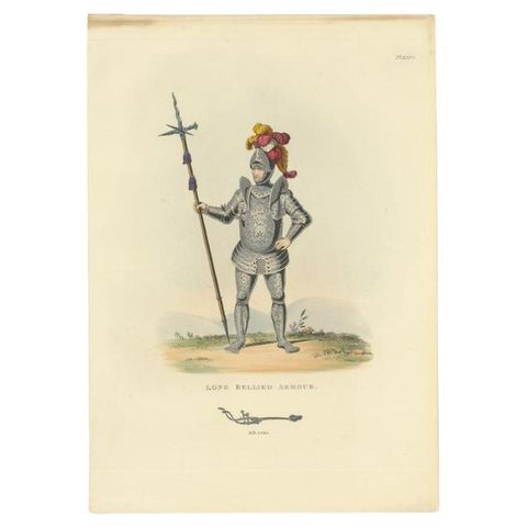 Antique Print of Long-Bellied Armour, 1842, view 2