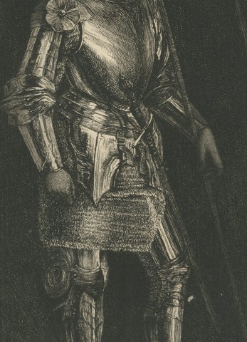 A Man in Armor after an Imitator of Giorgione, Etching by Paul Rajon, 1875, close-up 3