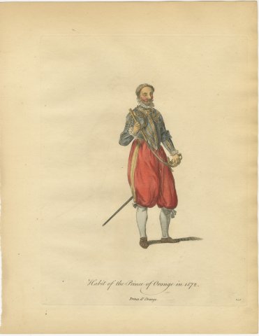 Prince of Orange in 1572 in Armor, Hand Colored Jefferys Costume Plate, 1757, view 2