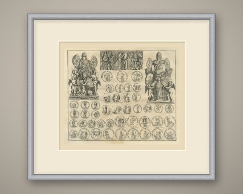 Roman Trophies and Victory Coins with Trajan's Column Victory, 1722, shown framed