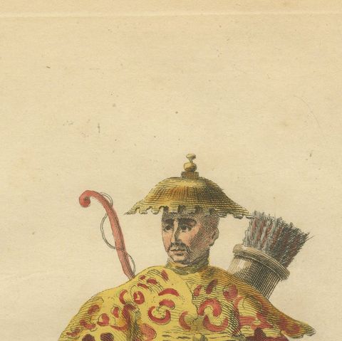 Mandarin Officer of War, Chinese Tartary, Antique Print, Jefferys, 1749, close-up 3