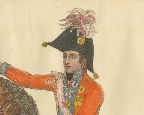 The Duke of Wellington on a Rearing Bay, Saber Raised, 1815, close-up 1