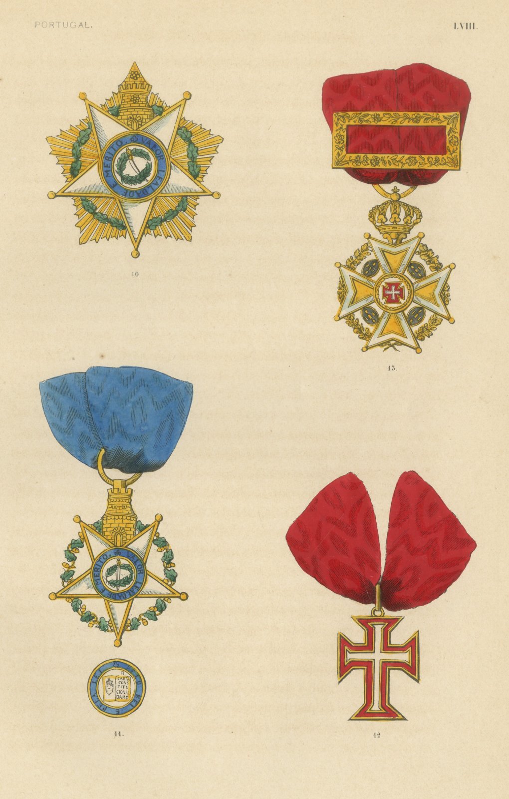 Orders of Portugal, Order of the Tower and Sword, Plate LVIII, 1844
